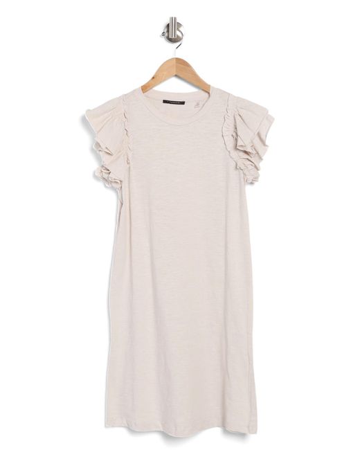 Tahari White Ruffle Sleeve Cotton Dress