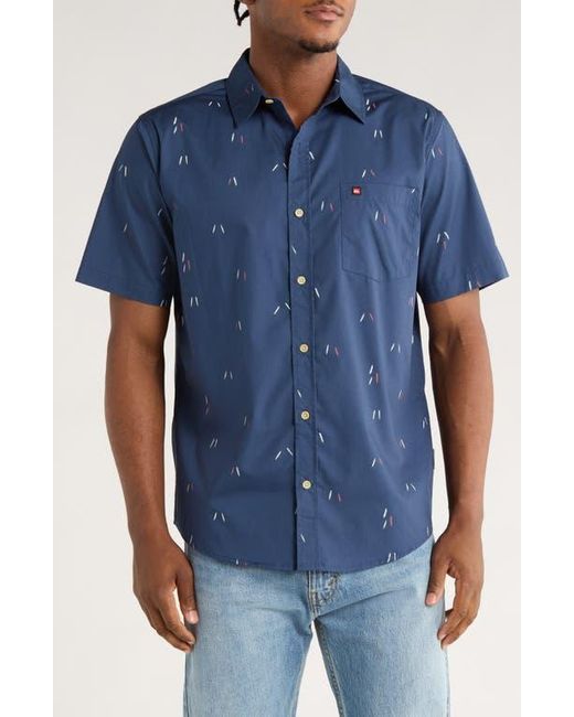 Quiksilver Blue Classic Fit Poleline Short Sleeve Button-Up Shirt for men