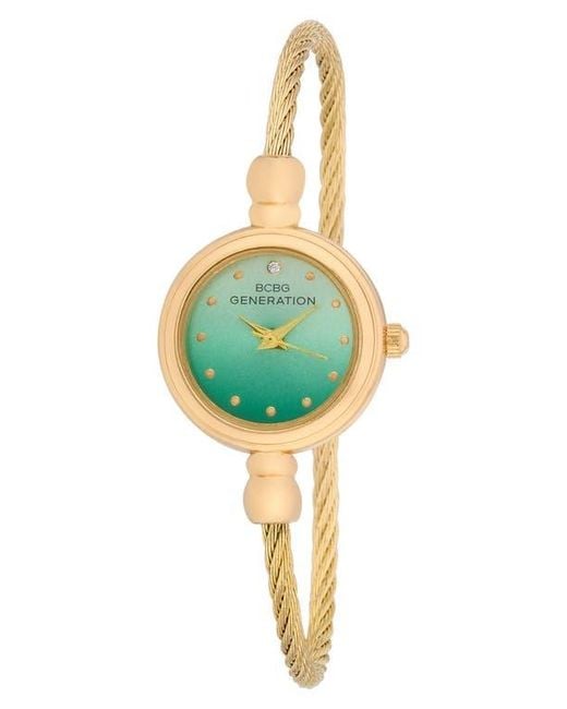 BCBGMAXAZRIA Green Sienna Cable Bangle Watch for men