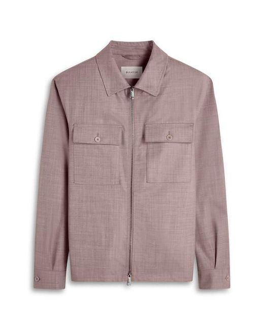Bugatchi Brown Stretch Wool Zip Shirt Jacket for men