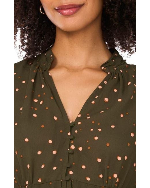 Ted Baker Multicolor Ruffle V-Neck Button Top