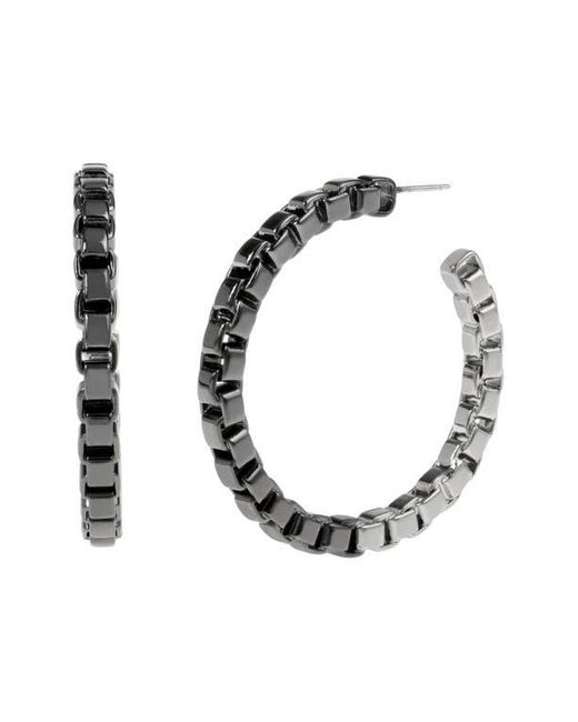 AllSaints Metallic Box Chain Hoop Earrings