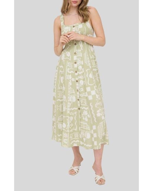 Blu Pepper Natural Mixed Print Midi Sundress