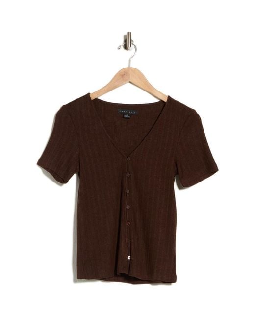 Sanctuary Brown Feel Like Magic Button Top
