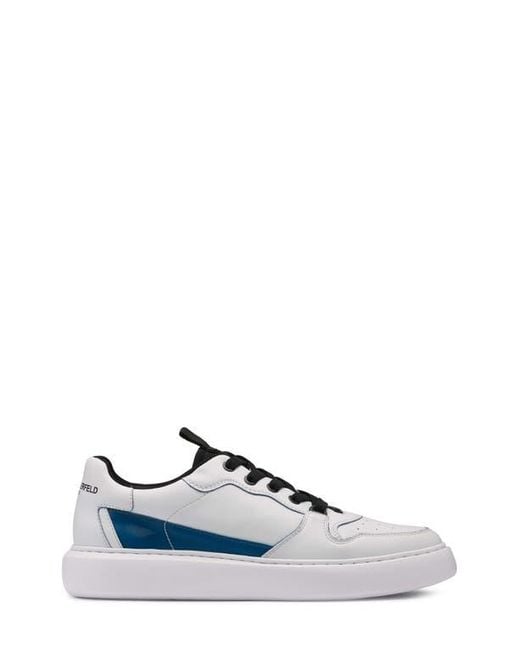Karl Lagerfeld White Recycled Leather Lace-Up Sneakers for men