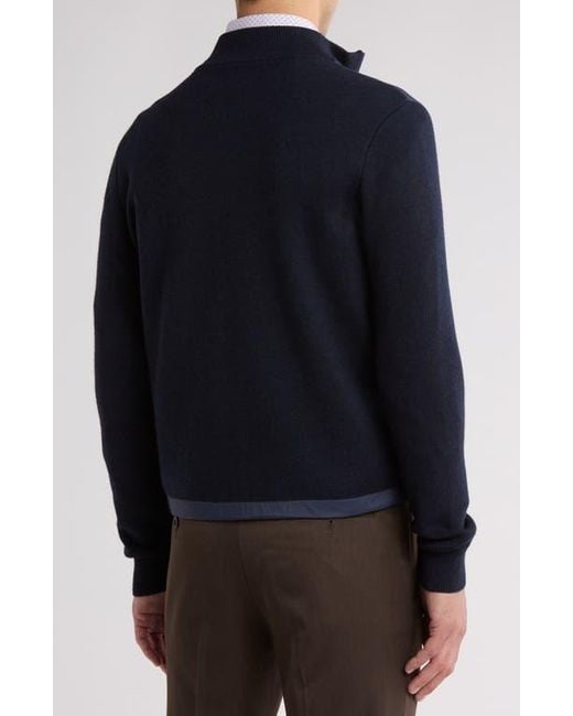 Bruno Magli Blue Wool & Nylon Zip Jacket for men