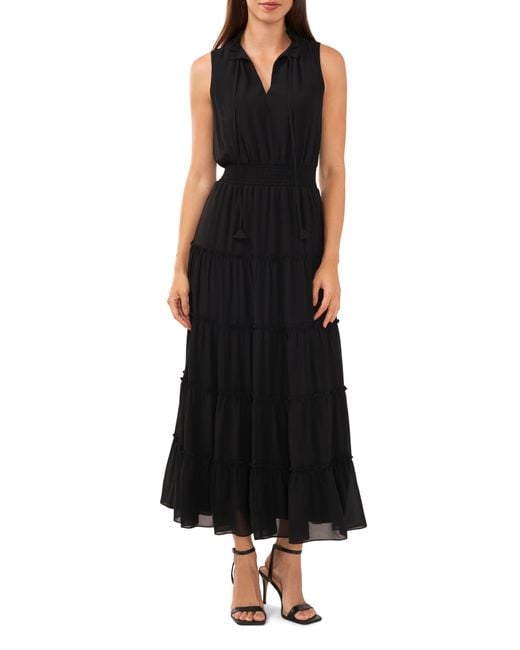 Halogen® Black Sleeveless Tiered Maxi Dress