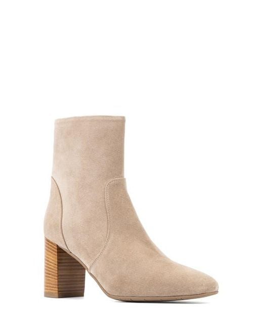 Aquatalia Leather Side Zip Stacked Heel Booties in Natural Lyst