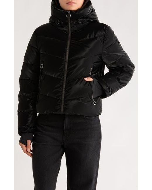 BCBGeneration Black Hooded Faux Fur Lined Water Resistant Puffer Jacket
