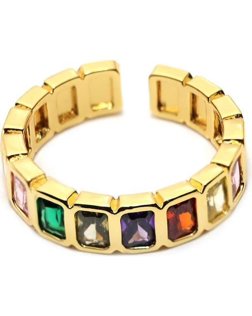 Panacea Metallic Square Crystal Adjustable Ring