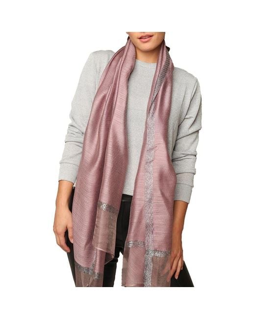 Saachi Pink Shimmer Border Scarf