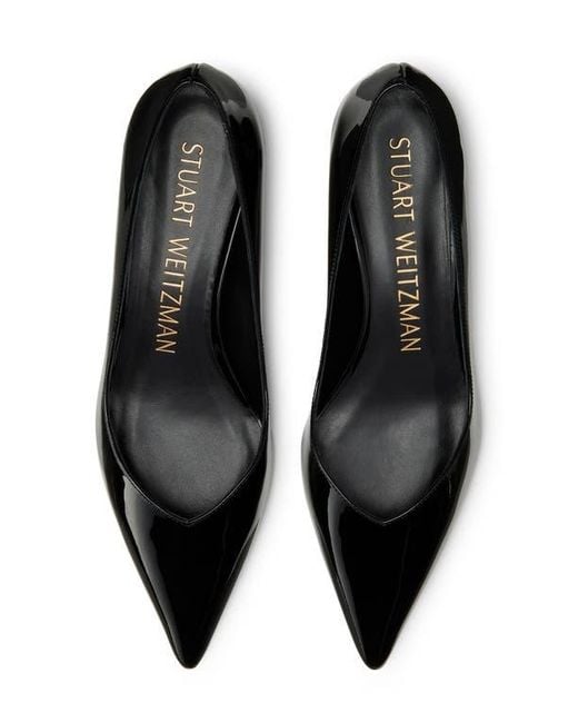Stuart Weitzman Black Eva Kitten Heel Pointed Toe Pump