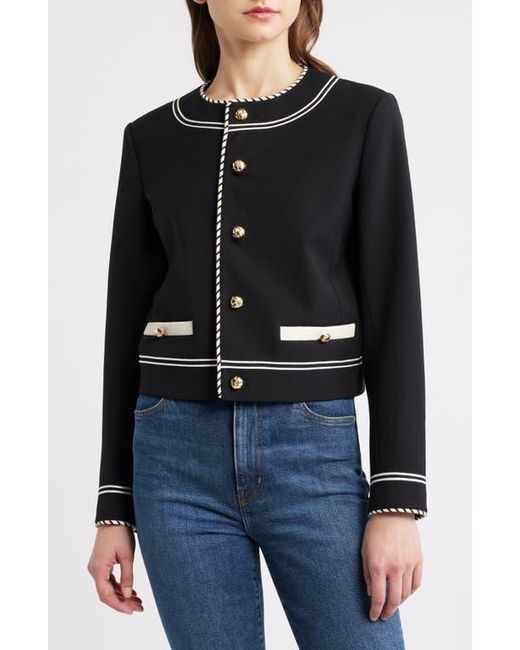 FRAME Black The Prim Crop Jacket