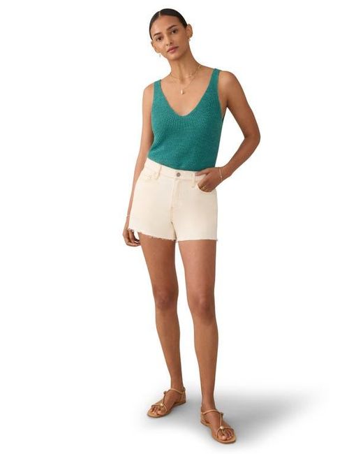 Faherty Brand Blue Miramar Linen & Organic Cotton V-Neck Sweater Tank