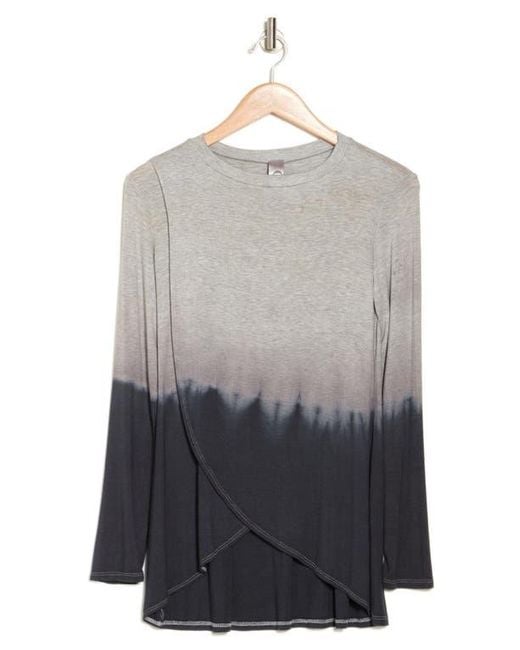 Go Couture Gray Crossover Front Long Sleeve Top
