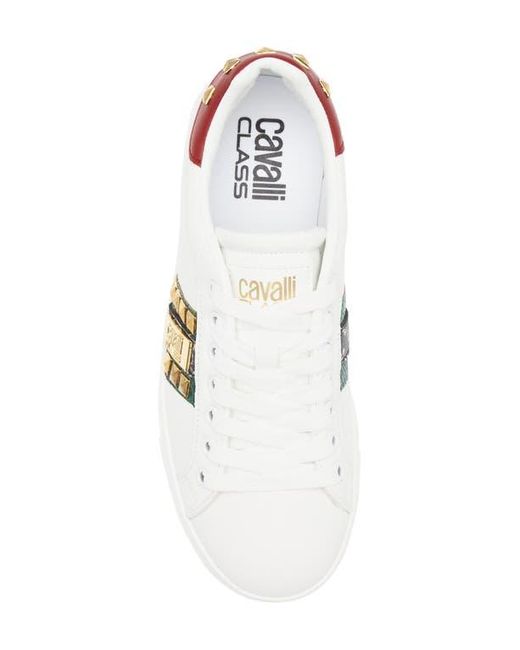 Roberto Cavalli Metallic Logo Hardware Low Top Sneaker