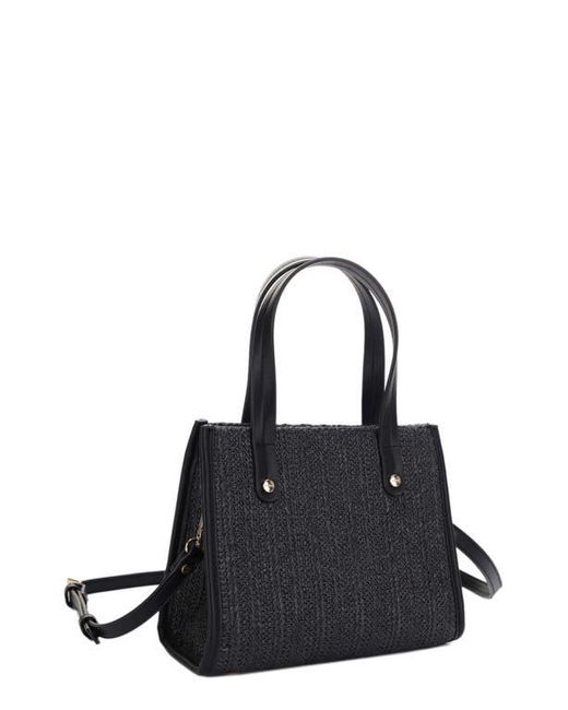 MALI + LILI Black Annabelle Mini Straw Satchel