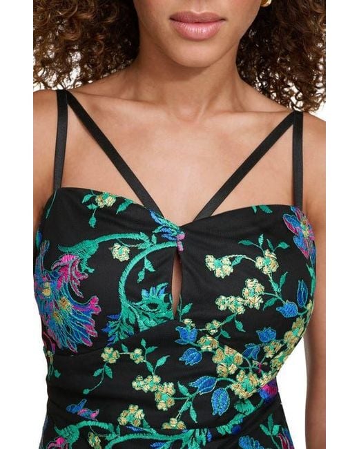 Siena Jewelry Floral Embroidered Mesh Sheath Dress in Green | Lyst