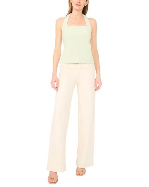 Halogen® Green Square Neck Halter Top