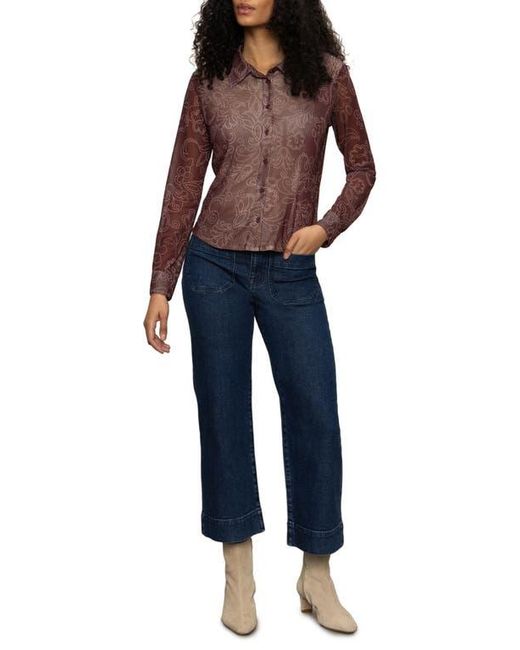 Sanctuary Red Mesh Button-Down Shirt