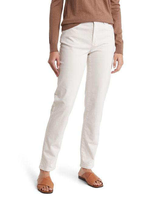 Eileen Fisher Natural High Waist Stretch Organic Cotton Slim Jeans