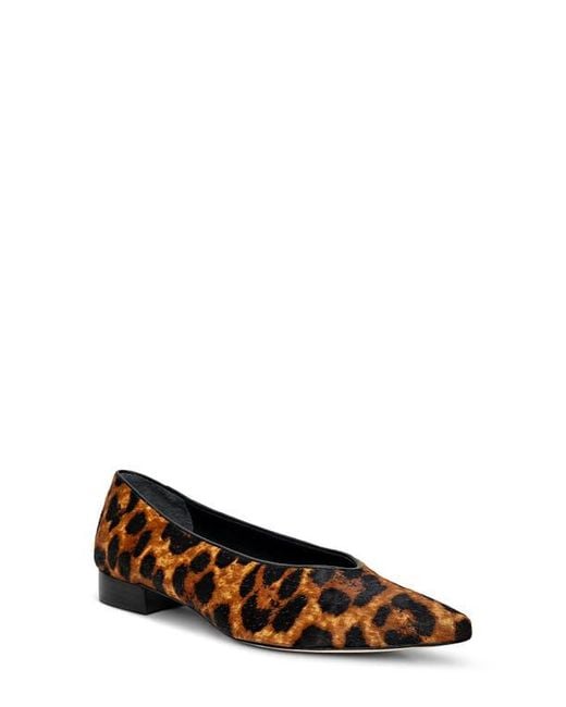 L'Agence Black Suzanne Genuine Calf Hair Pointed Toe Flat