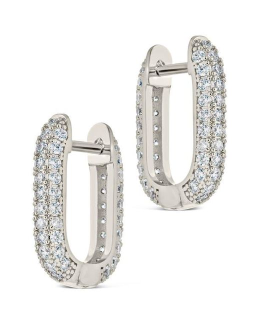 Sterling Forever White Mara Cubic Zirconia Hoop Earrings