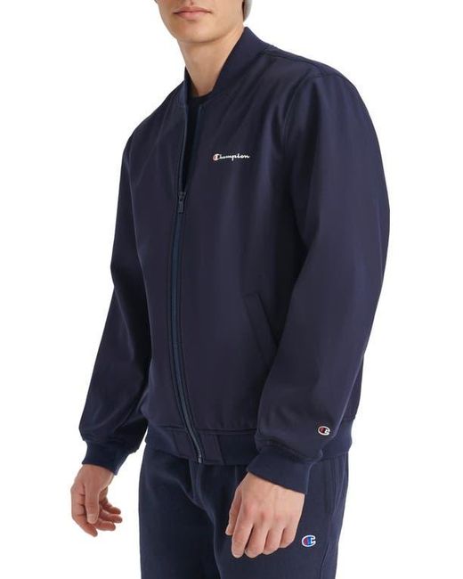 Champion Blue Softshell Varsity Bomber Jacket for men
