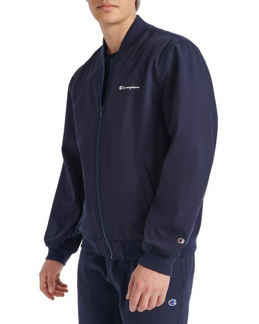Champion Blue Softshell Varsity Bomber Jacket for men