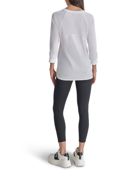 DKNY White Slub Waffle High-Low T-Shirt