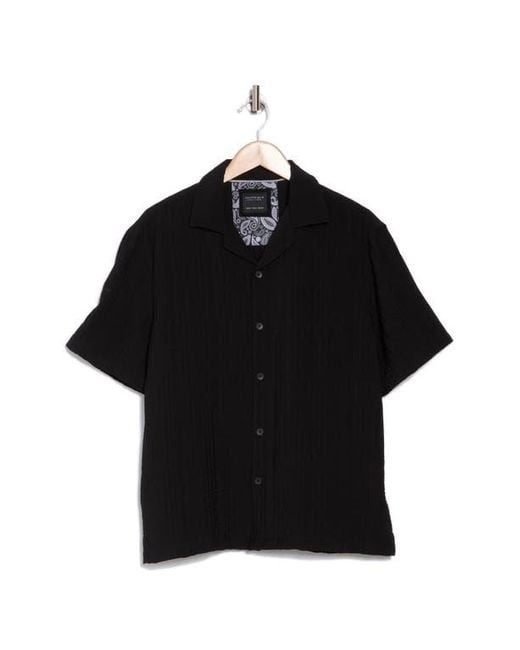 Cactus Man Black Relax Texture Short Sleeve Camp Shirt for men