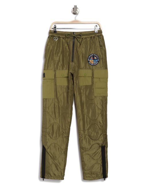 BBCICECREAM Green Surreal Exposed Zipper Cargo Pants for men