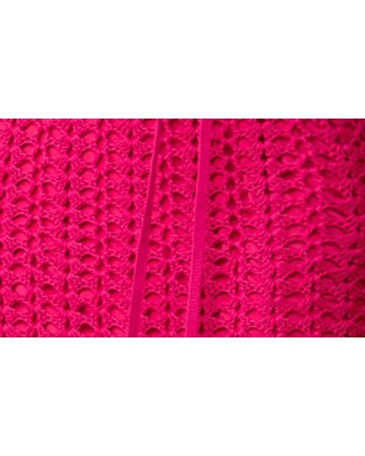 Trina Turk Pink Gloria Open Knit Long Sleeve Dress