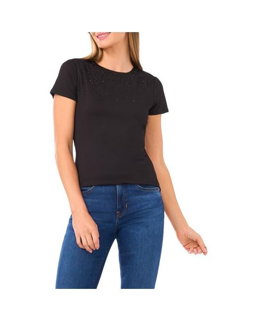 Halogen® Black Rhinestone Compression T-Shirt