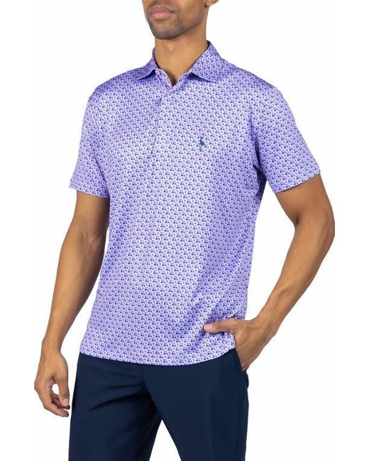 Tailorbyrd Blue Carts & Byrd Print Performance Polo for men