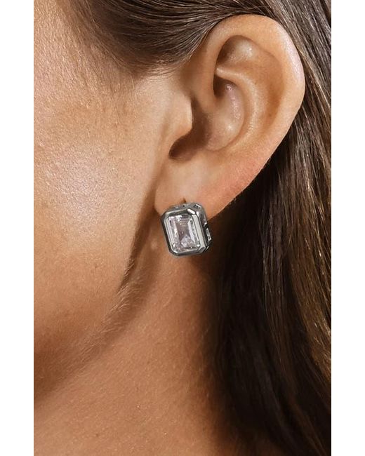 Sterling Forever White Camille Bezel Cubic Zirconia Stud Earrings