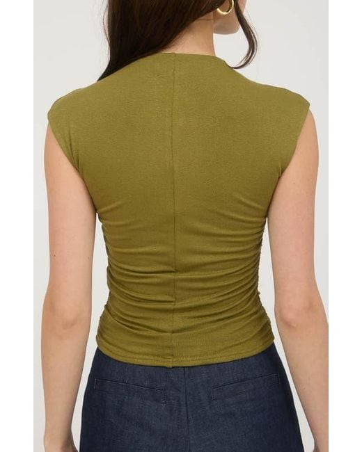 Blu Pepper Green Side Ruched Cap Sleeve Top