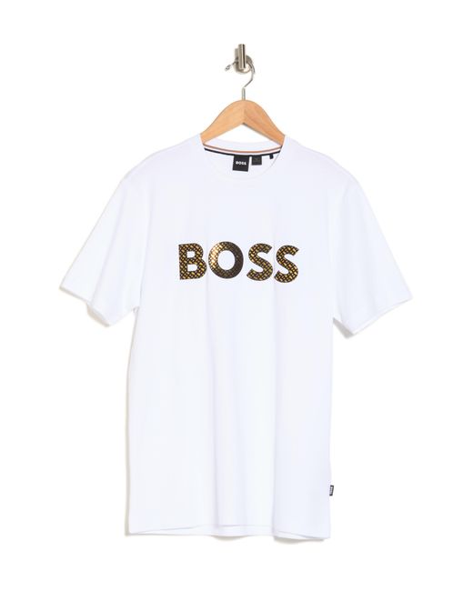 BOSS Tiburt Logo Cotton Graphic Tshirt in White for Men Lyst