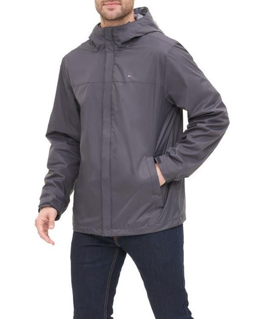 Tommy Hilfiger Gray Hooded Rain Slicker Jacket for men