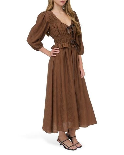 AUGUST SKY Brown Three-Quarter Sleeve Maxi Dress