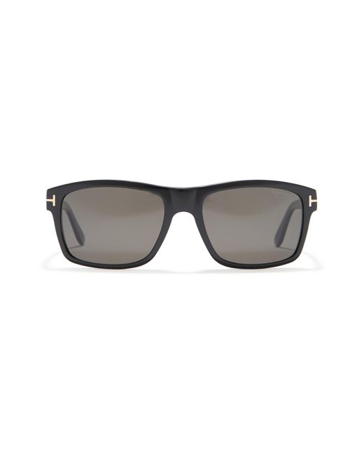Tom Ford 58mm Polarized Rectangle Sunglasses In Shiny Black /smoke Polarized At Nordstrom Rack for men
