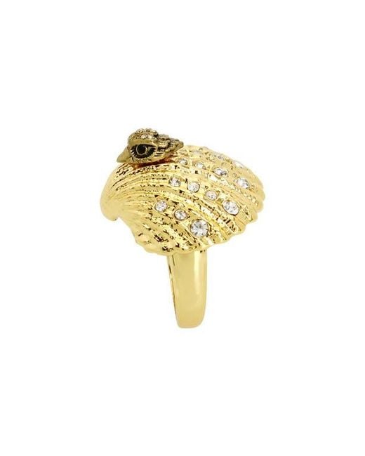 Kurt Geiger Metallic Pavé Crystal Eagle's Head Shell Cocktail Ring
