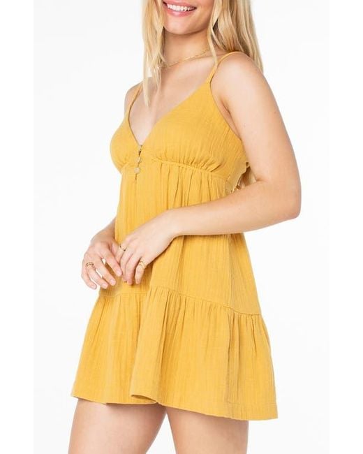 Roxy Yellow Warm Rays Cotton Minidress