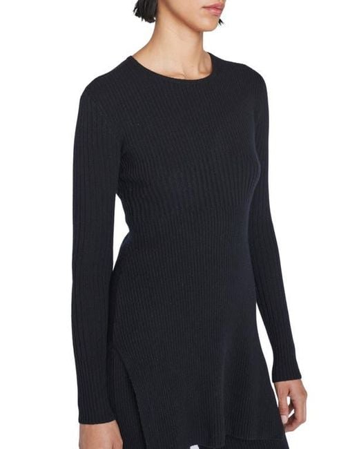 FRAME Black Rib Cashmere Blend Tunic Sweater