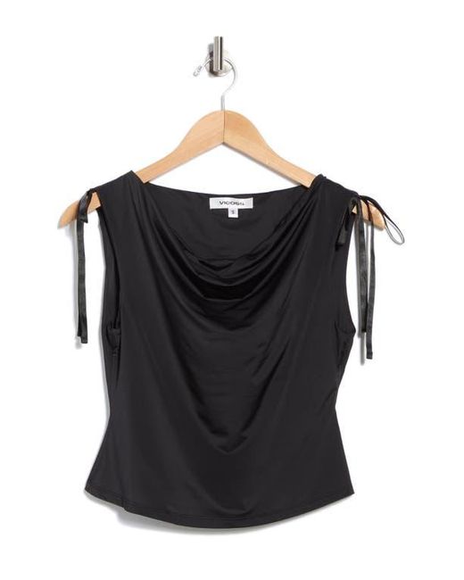 Vigoss Black Ruched Slinky Tie Top