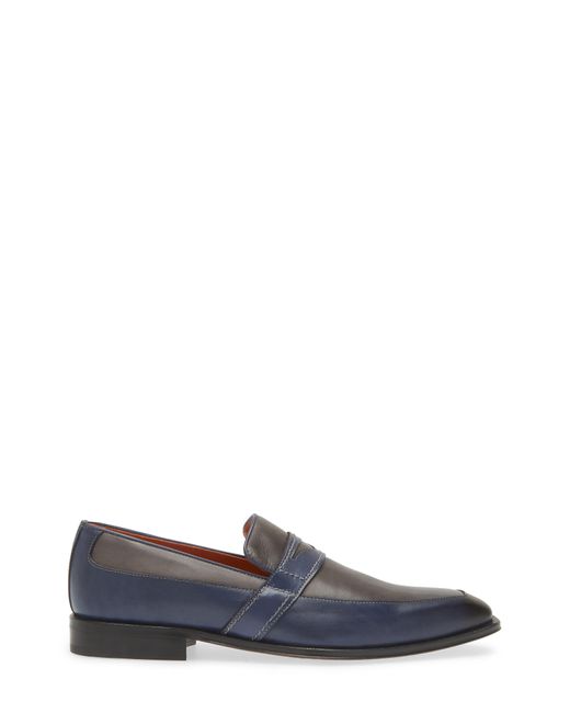 Mezlan Blue Two-tone Leather Penny Loafer for men
