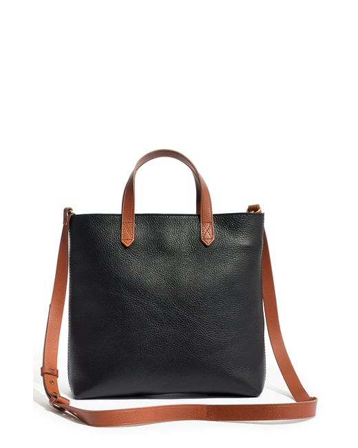 Madewell Black Small Transport Leather Crossbody Tote