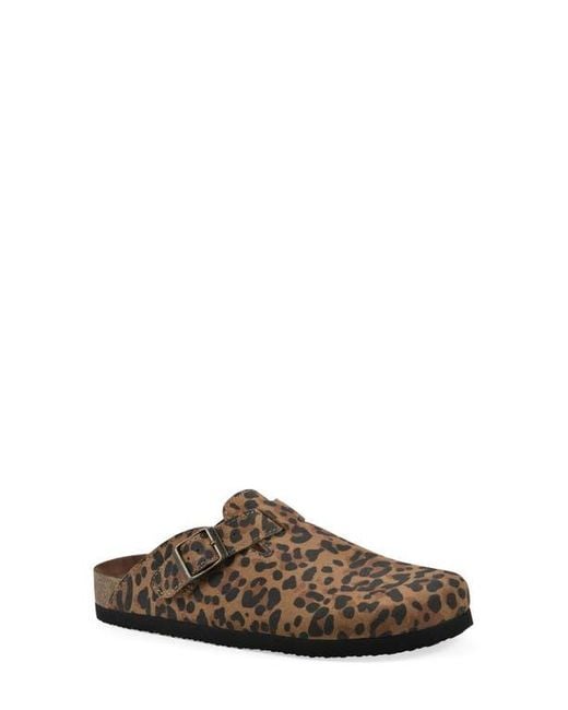 White Mountain Brown Bari Faux Shearling Footbed Suede Mule