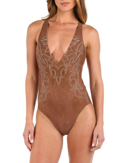 L'Agence Lexie Bolero One-Piece Swimsuit in Brown | Lyst