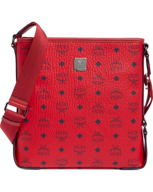 MCM ロゴ　ブラウス　レッド　赤 MCM Monogram Leather Crossbody Bag in Red | Lyst